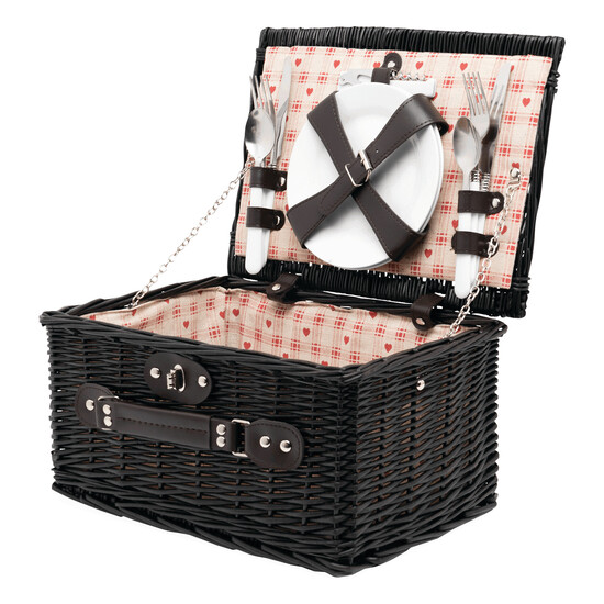 Weiden-Picknickkorb SUNSET PARK für 2 Personen, dunkelbraun