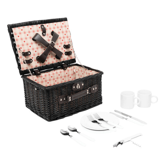 Weiden-Picknickkorb SUNSET PARK für 2 Personen, dunkelbraun