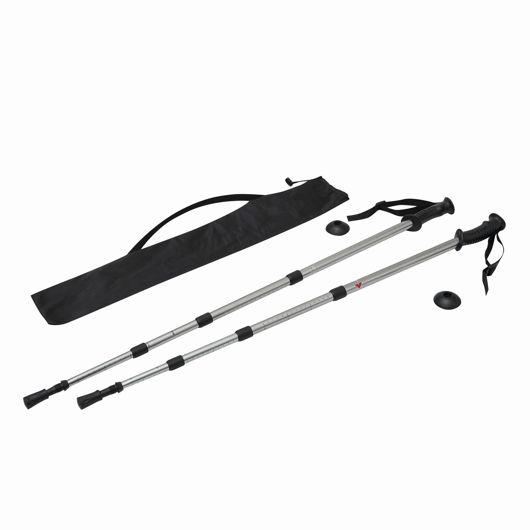 Ausziehbare Trekking-Stöcke FIT AND FUN, schwarz, silber