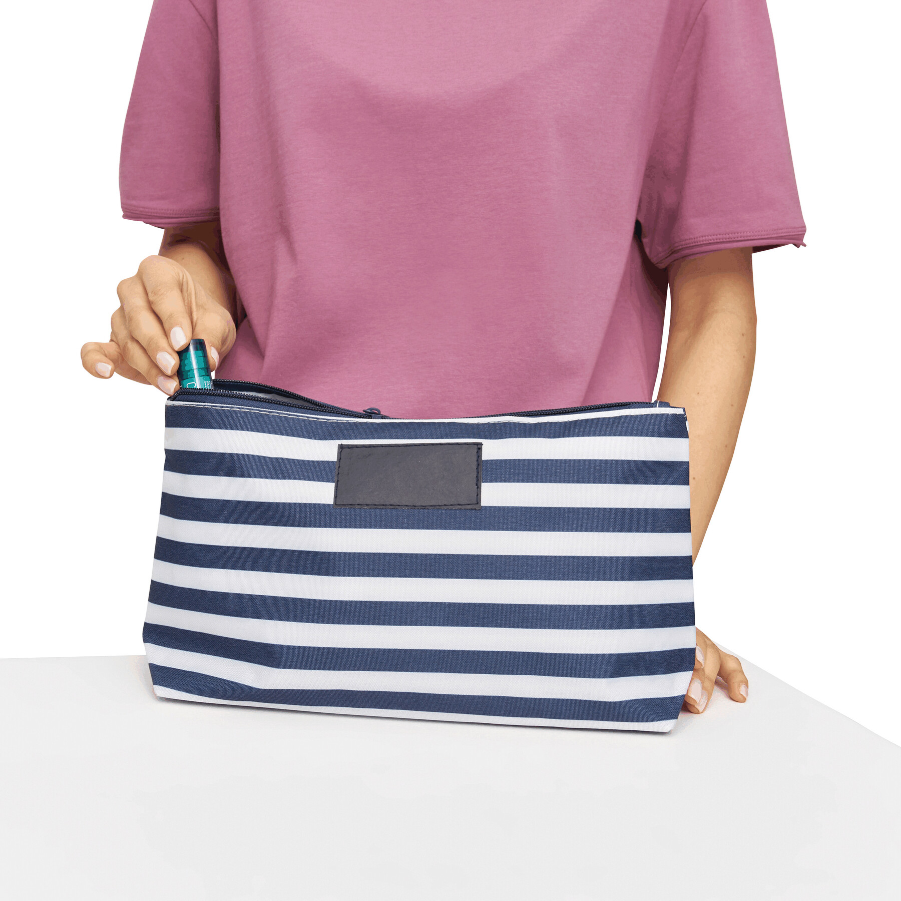 Kulturbeutel STRIPY, blau, weiß