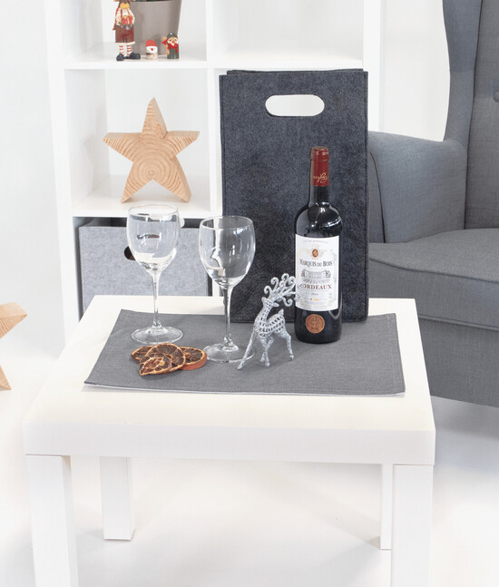 Filz-Flaschentasche CHABLIS, dunkelgrau