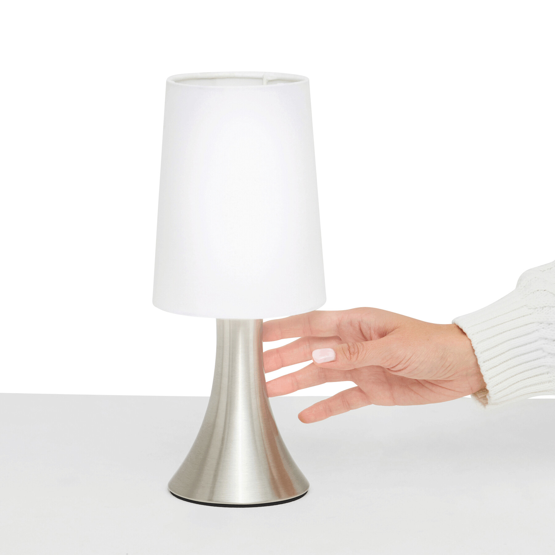 Tischlampe TOUCH ME, silber, weiß