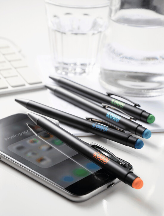 Alu-Kugelschreiber BLACK BEAUTY, orange, schwarz