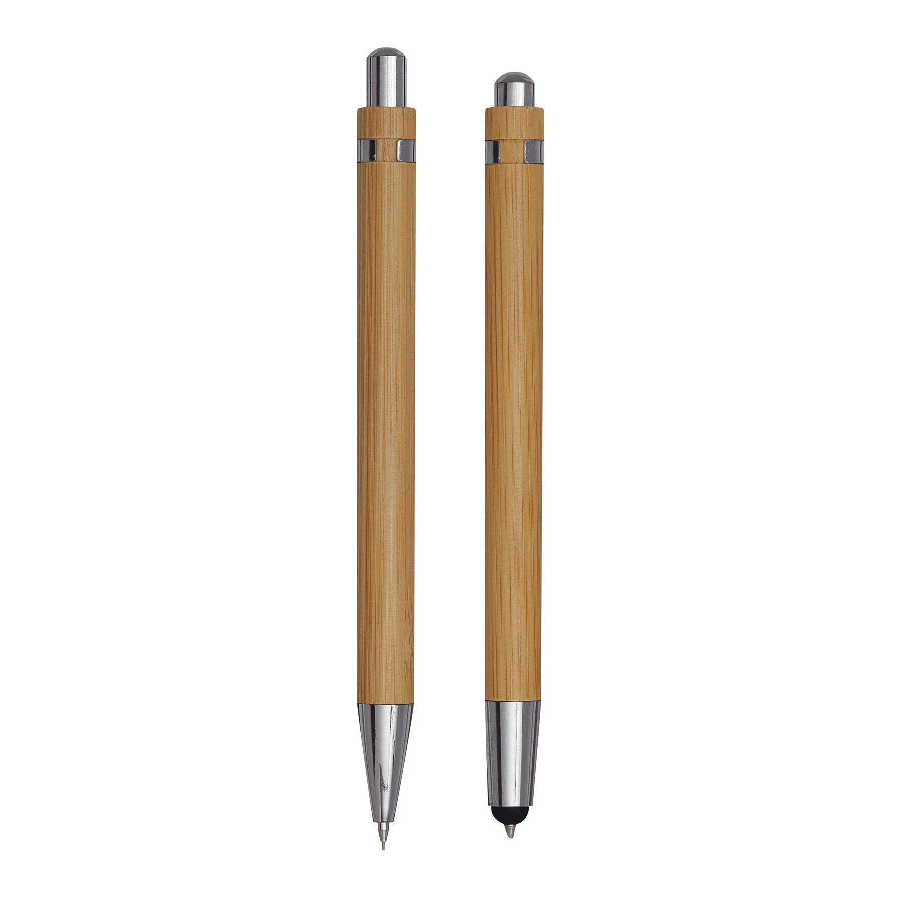 Schreibset DOUBLE BAMBOO, braun, silber