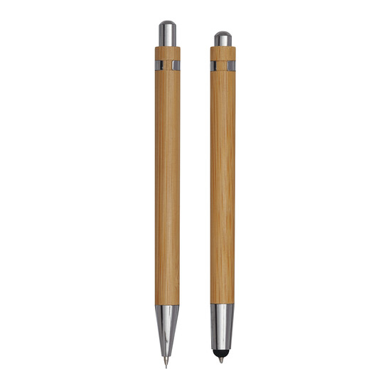 Schreibset DOUBLE BAMBOO, braun, silber