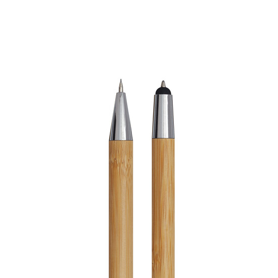 Schreibset DOUBLE BAMBOO, braun, silber