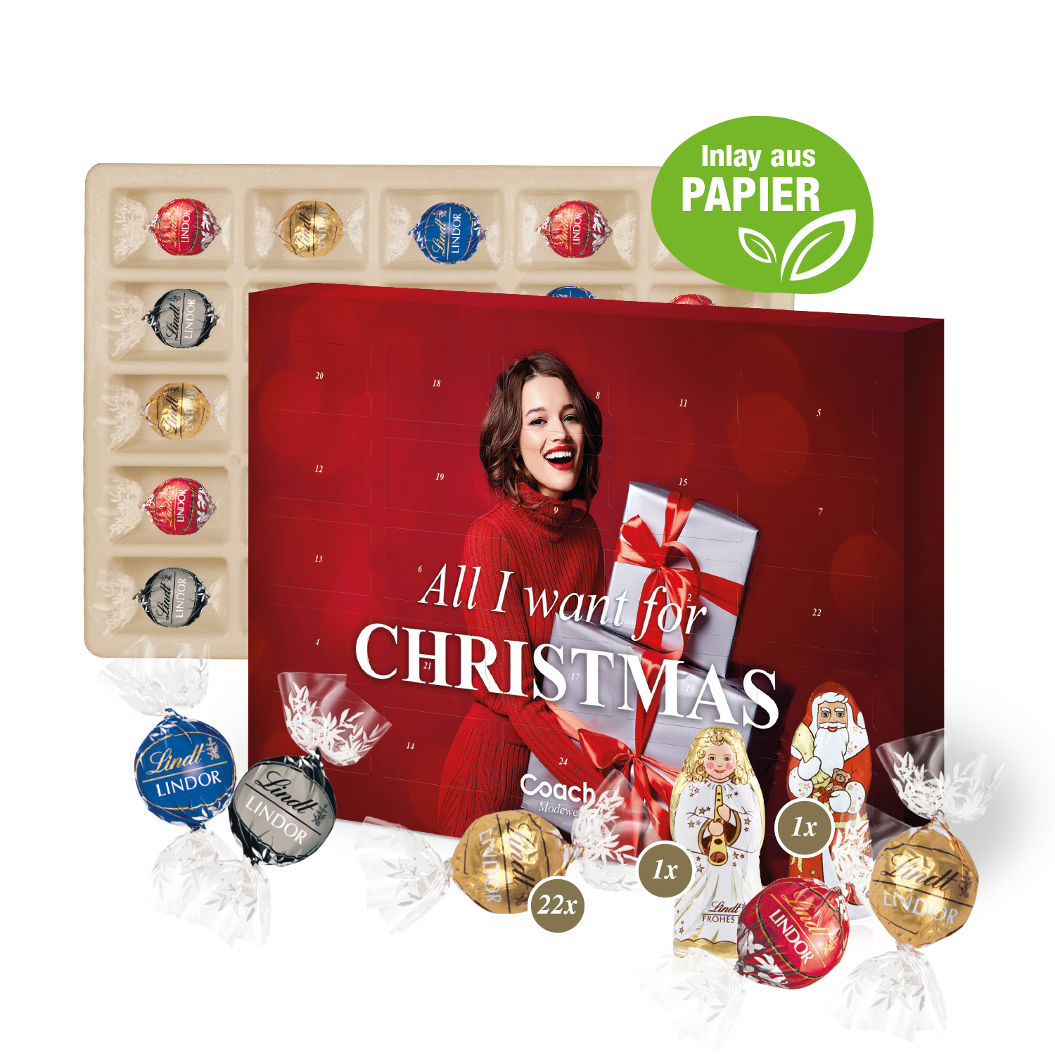 Adventskalender Lindt Lindor mit Santa & Engel