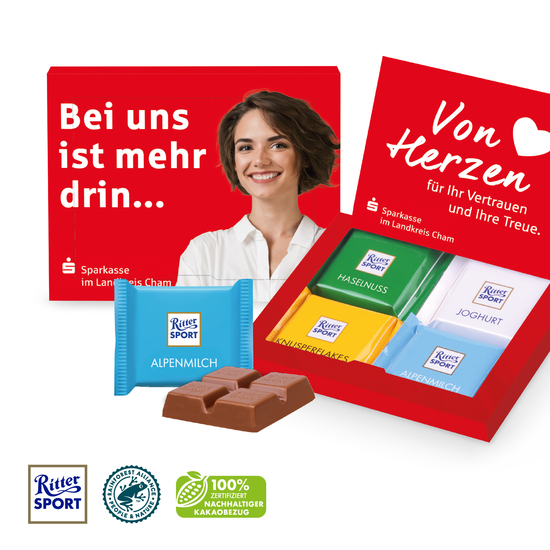 Grußkarte mit Ritter SPORT Schokolade