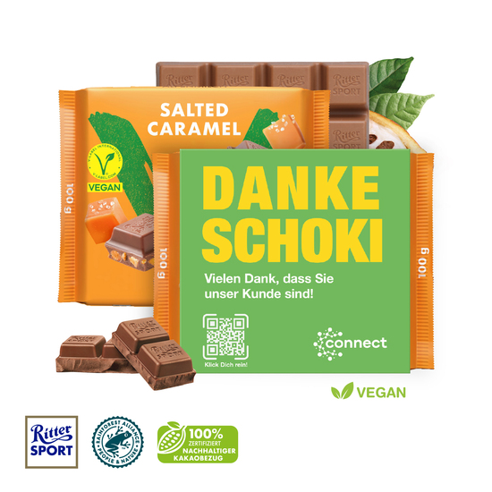 Ritter SPORT "Vegan" mit Werbebanderole