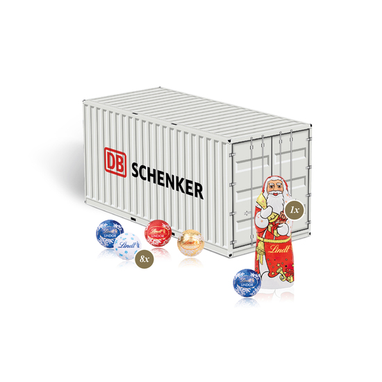 3D Präsent "Container" mit Lindt Minis und Nikolaus