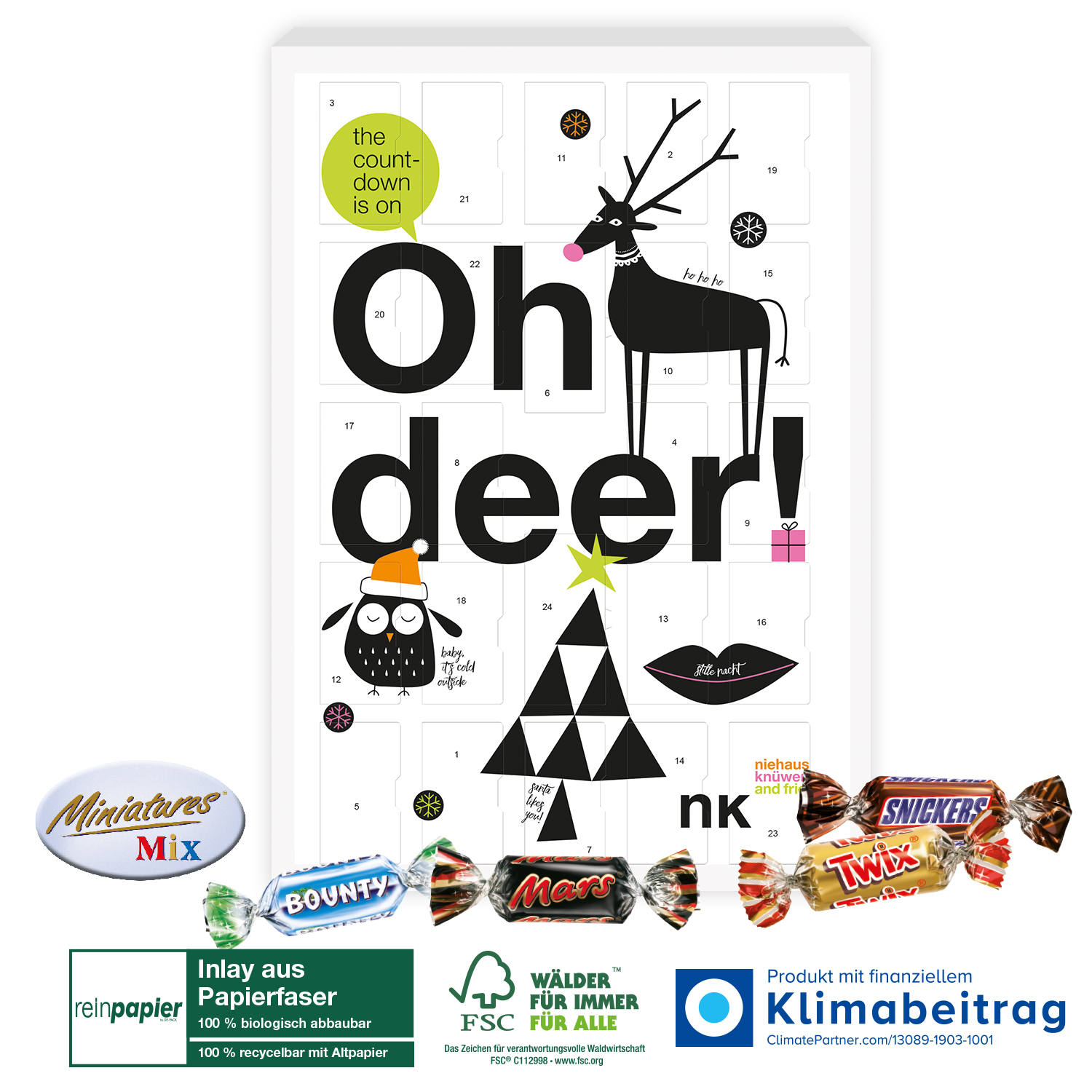 Adventskalender Mars® Miniatures® Mix, Inlay aus Papierfaser