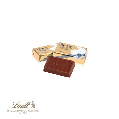 Präsentbox mit Lindt Schokotäfelchen
