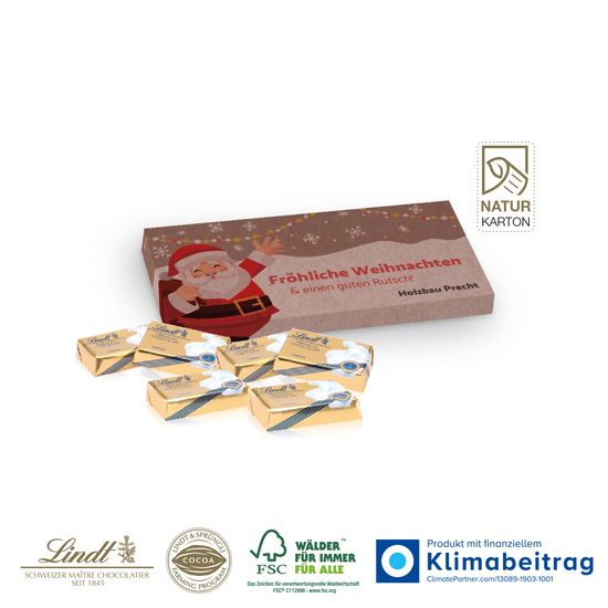 Präsentbox mit Lindt Schokotäfelchen