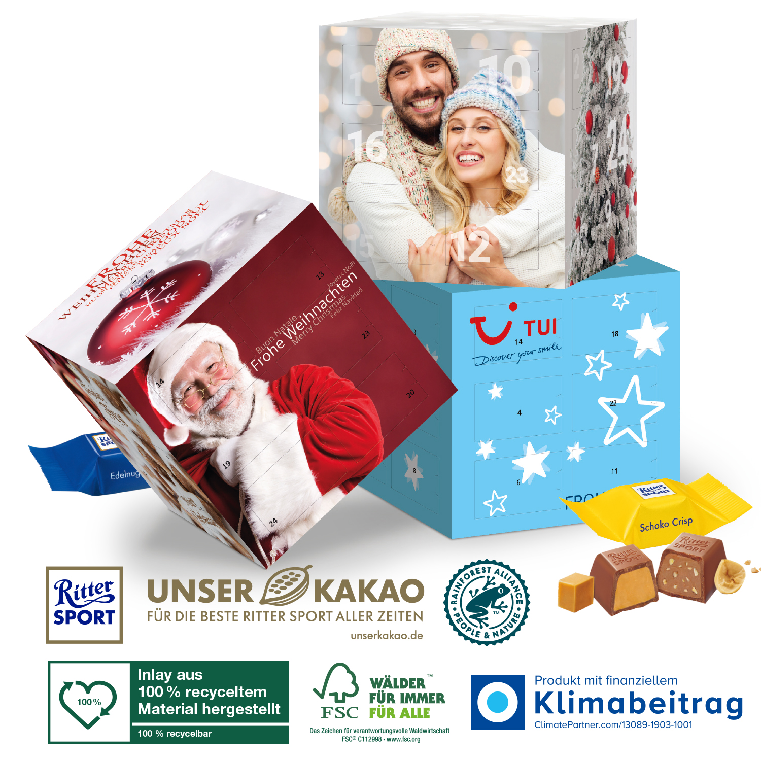 Adventskalender „Cube“ mit Ritter SPORT Schokowürfel