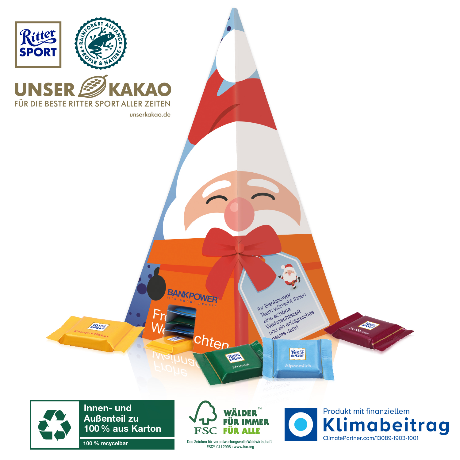 Karton-Adventskalender „Weihnachtspyramide“ Ritter SPORT