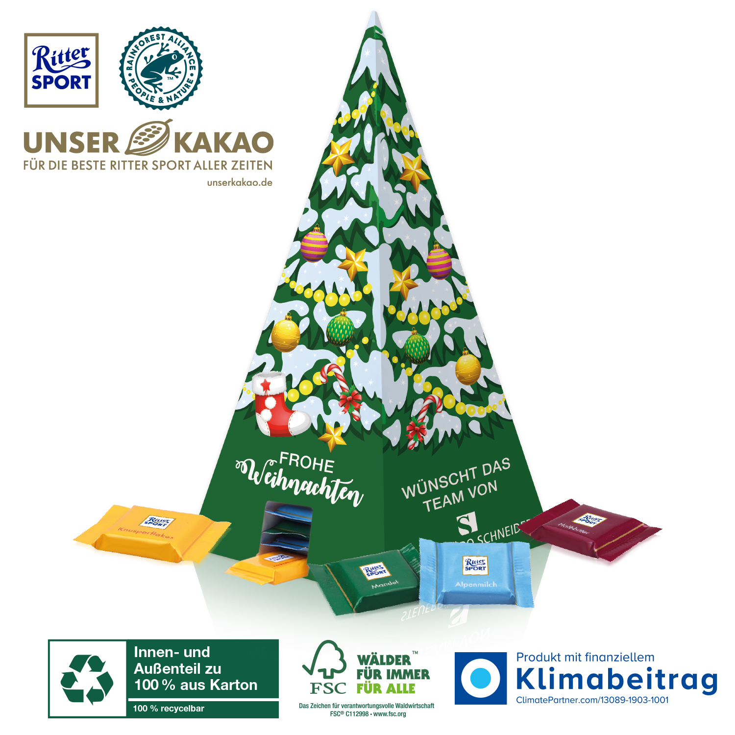Karton-Adventskalender „Weihnachtspyramide“ Ritter SPORT
