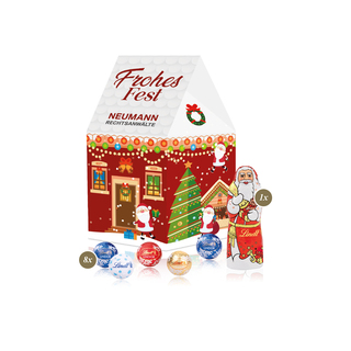 3D Präsent "Haus" mit Lindt Minis und Nikolaus
