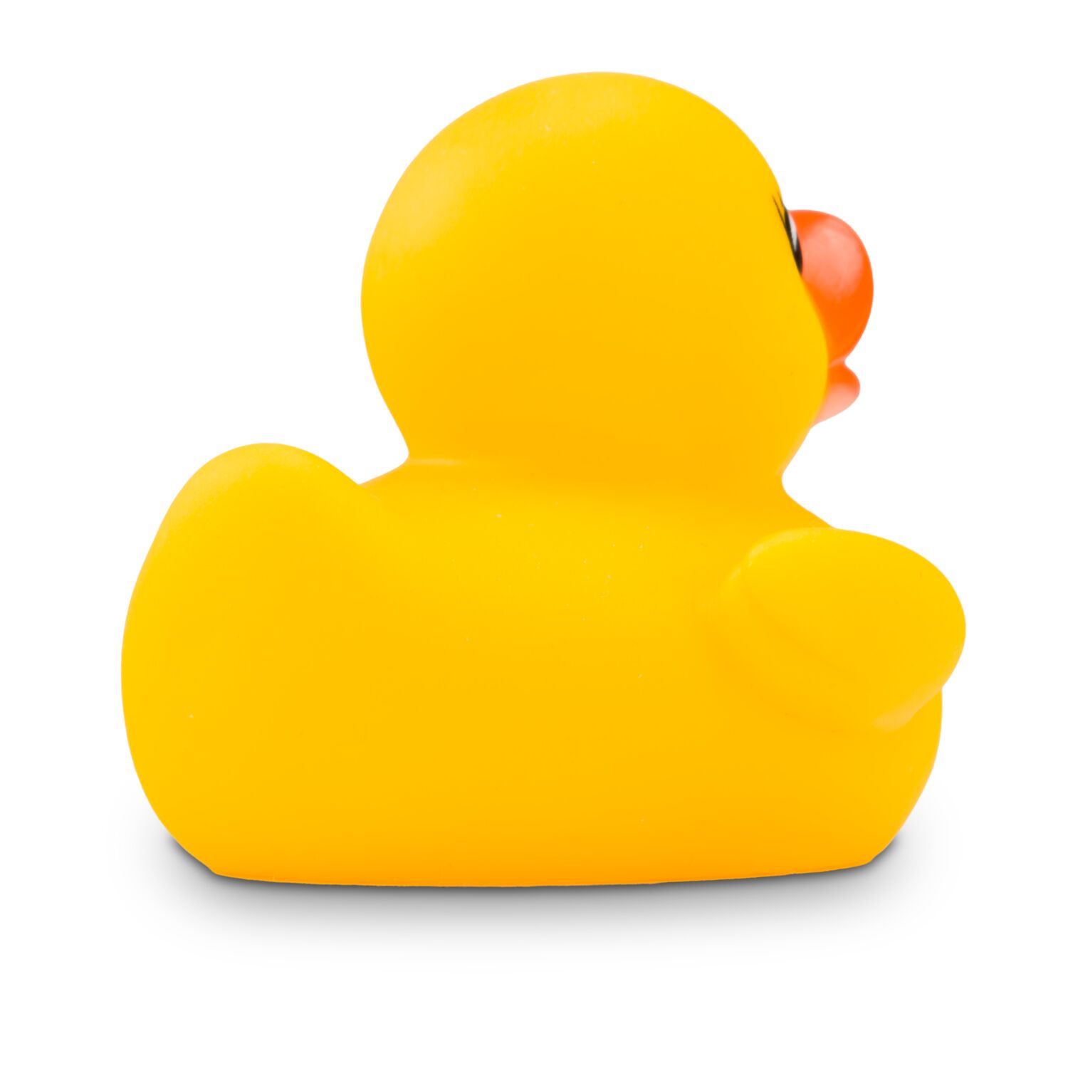 gelbe Badeente Mandy Mini mit orangenem Schnabel und Wimpern. Größe: ca. 6 cm. Inklusive Quietschventil