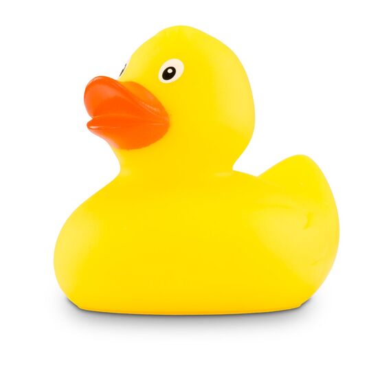 gelbe Badeente Emma in Standardform mit orangemenm Schnabel,Größe: ca. 8 cm. Inklusive Quietschventil