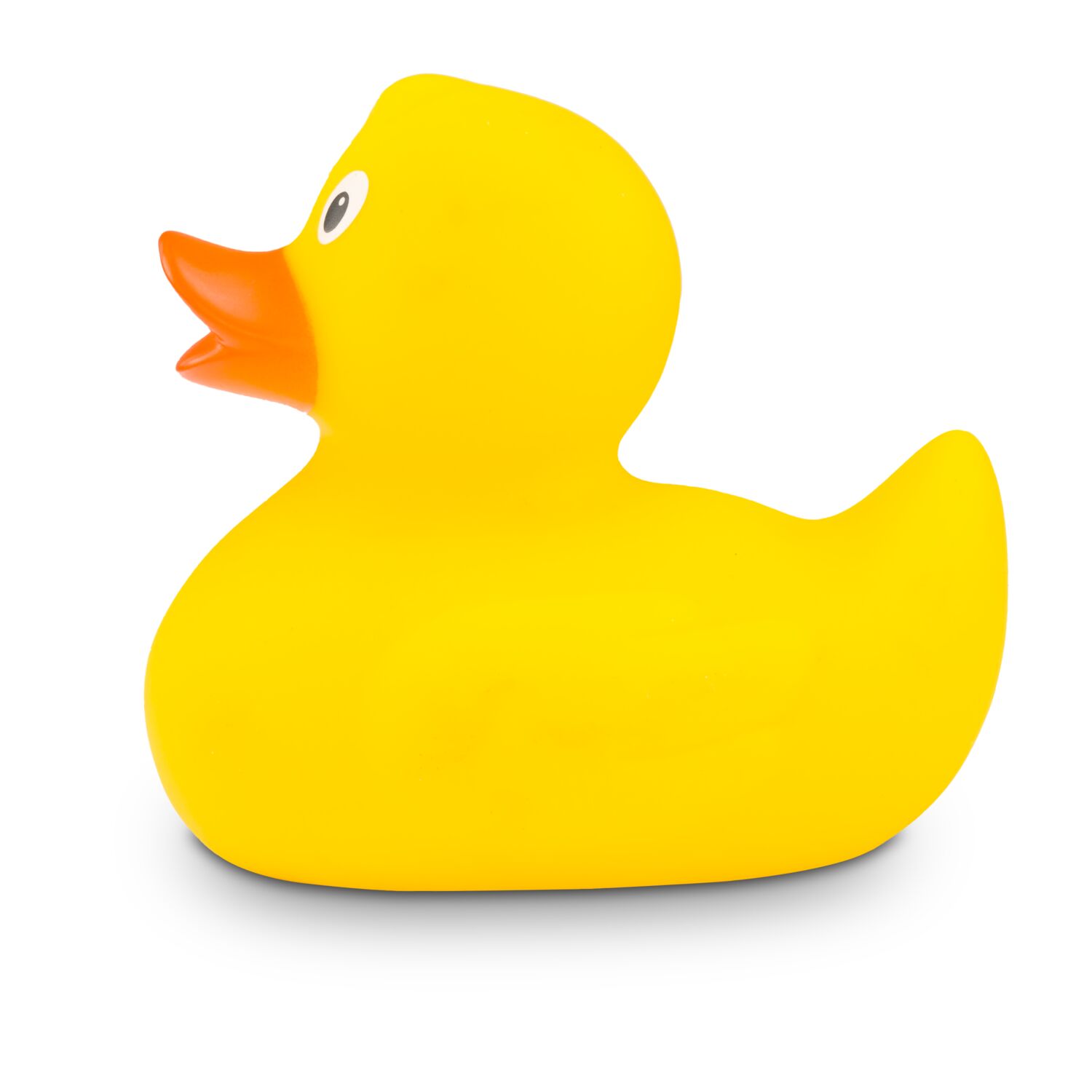 gelbe Badeente Mini-Emma in Kleinformat mit orangenem Schnabel, Größe: ca. 6 cm. Inklusive Quietschventil