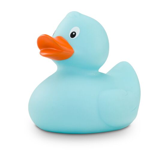 türkisene Werbeente Aqua Marina mit orangenem Schnabel, Größe: ca. 8 cm. Inklusive Quietschventil