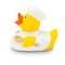 gelbe Badeente Kalle Koch mit Koch-Outfit, Kochlöffel und Haube, Größe: ca. 8 cm. Inklusive Quietschventil
