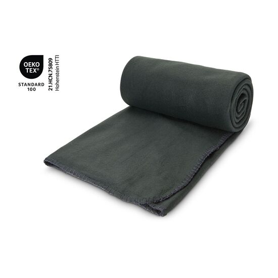 Fleecedecke Basic, 100% Polyester-Fleece, mit schwarzem Nylonbeutel mit Kordelzug, Maße: 120 x 150 cm, 180 g/m², OEKO-TEX®