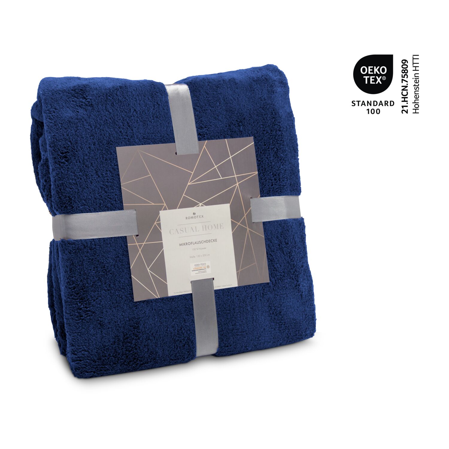 Mikroflauschdecke, Maße: 150 x 200 cm, 100% Polyester-Mikrofaser, 250 g/m², einzeln mit Satinband und Polybeutel verpackt, OEKO-TEX®