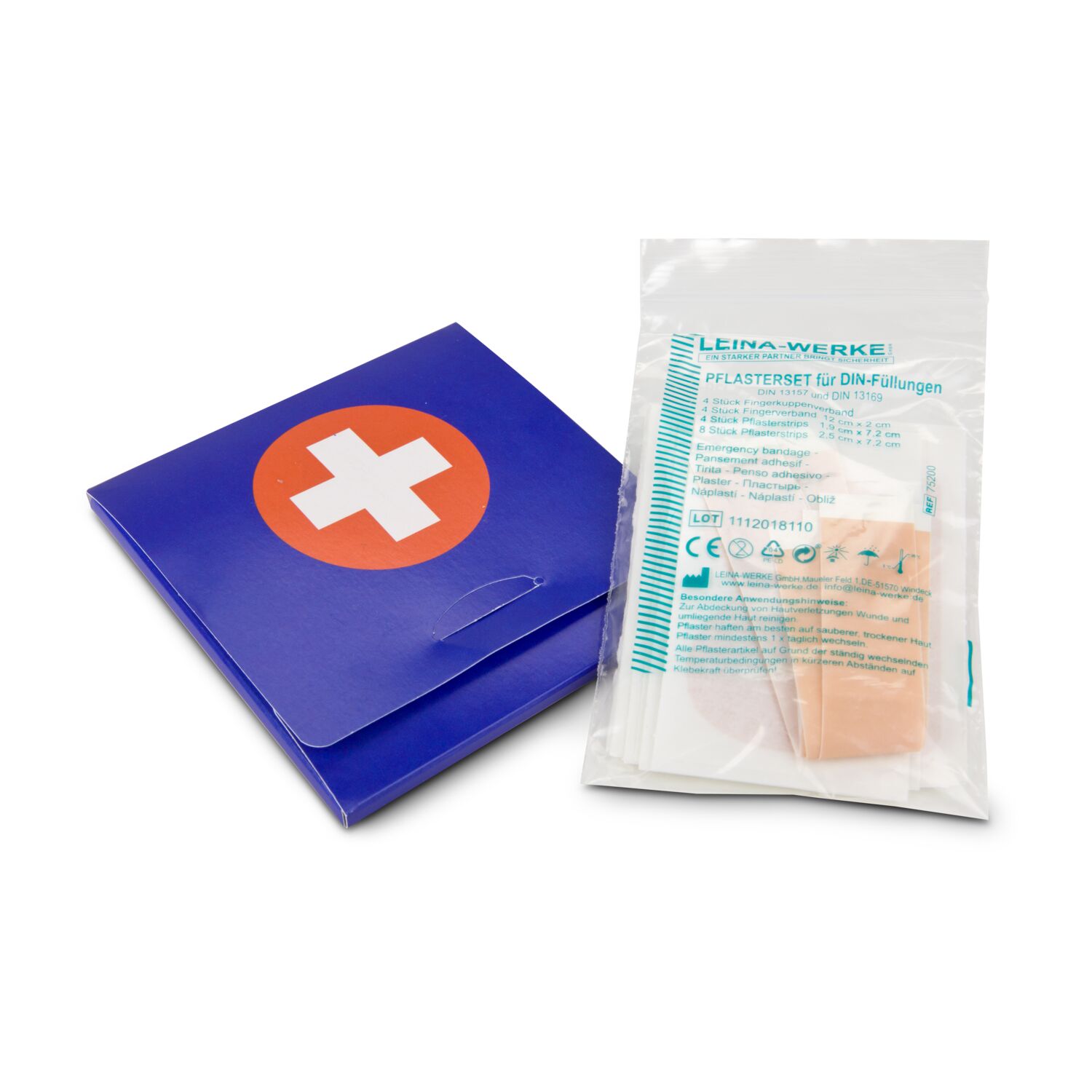 30-teiliges Set: Fingerkuppenverband, Fingerverband & Pflasterstrips im Mäppchen. Hergestellt in Deutschland. DIN 13157 od. DIN 13169