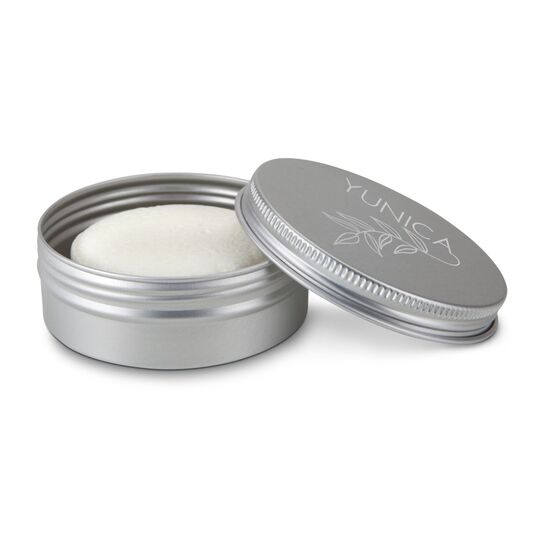 Festes Shampoo Zitrone-Minze (58 g) in Aluminiumdose mit Sheabutter. Ergiebige Alternative zu Shampoo.