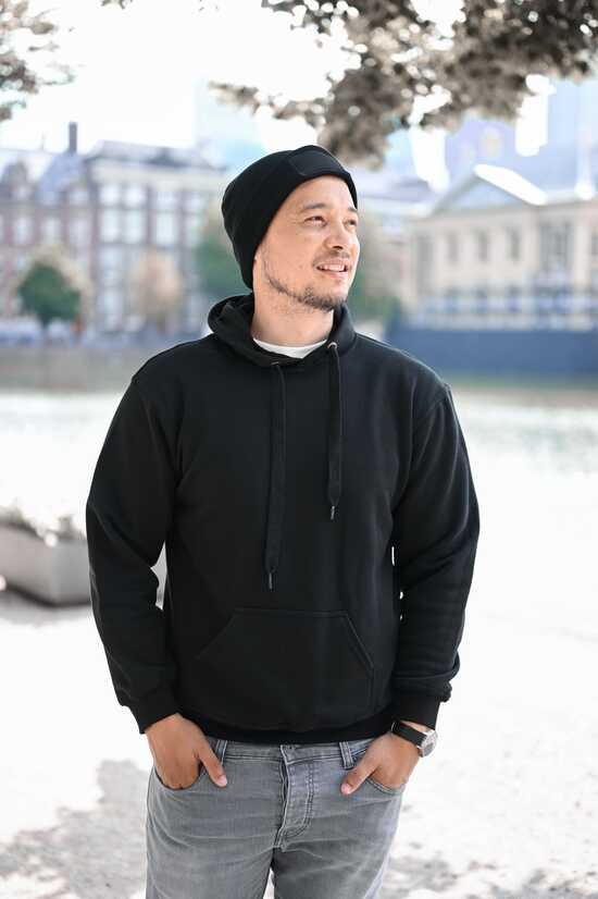 Strickmütze mit Label