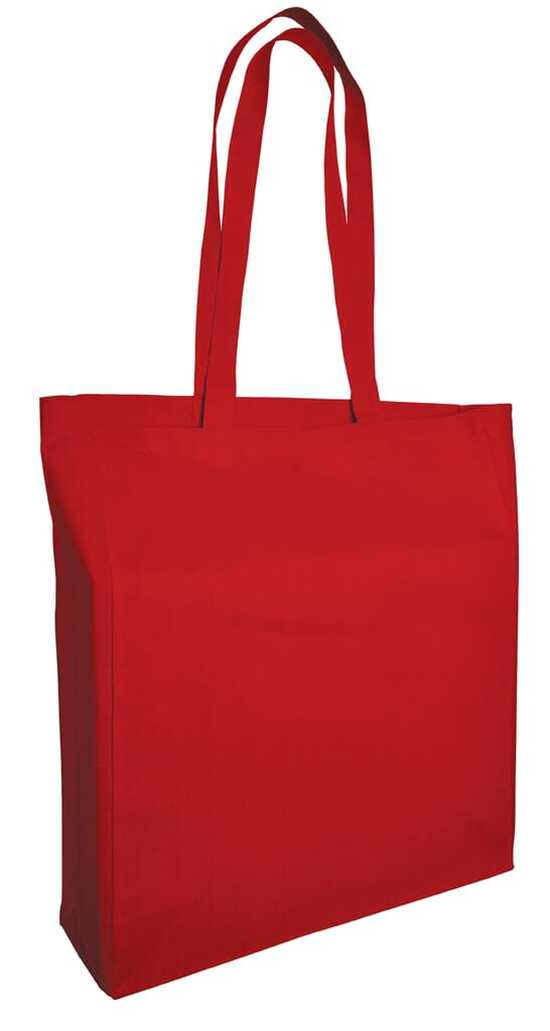 Baumwolltaschen mit langen Henkeln und Bodenfalte, 140 gr/m²