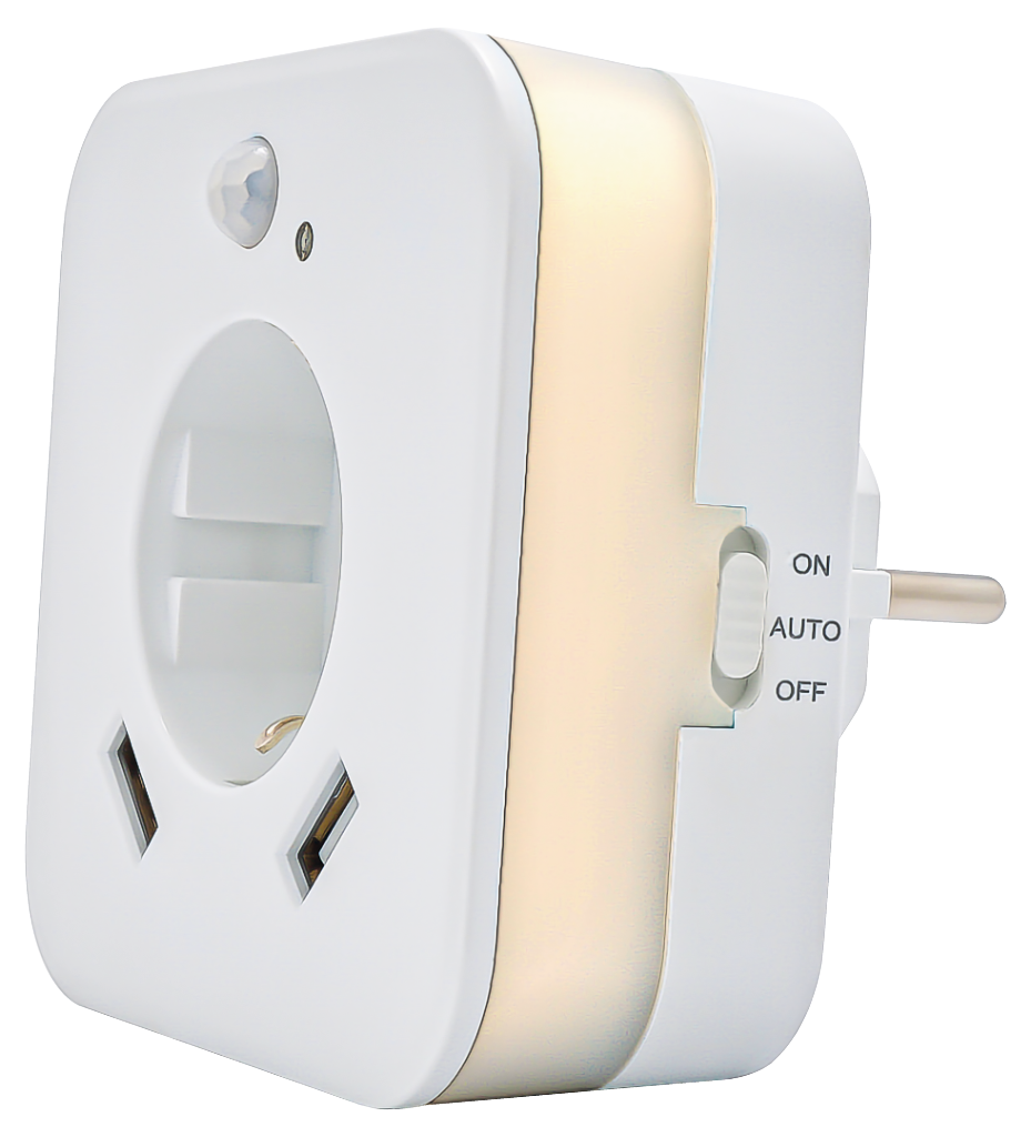 LED-Nachtlicht mit Bewegungsmelder & USB-Steckdose