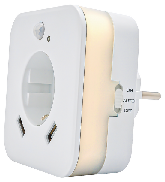 LED-Nachtlicht mit Bewegungsmelder & USB-Steckdose