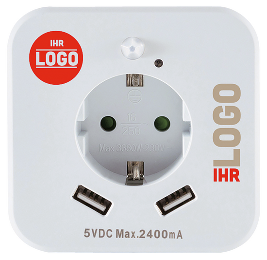 LED-Nachtlicht mit Bewegungsmelder & USB-Steckdose
