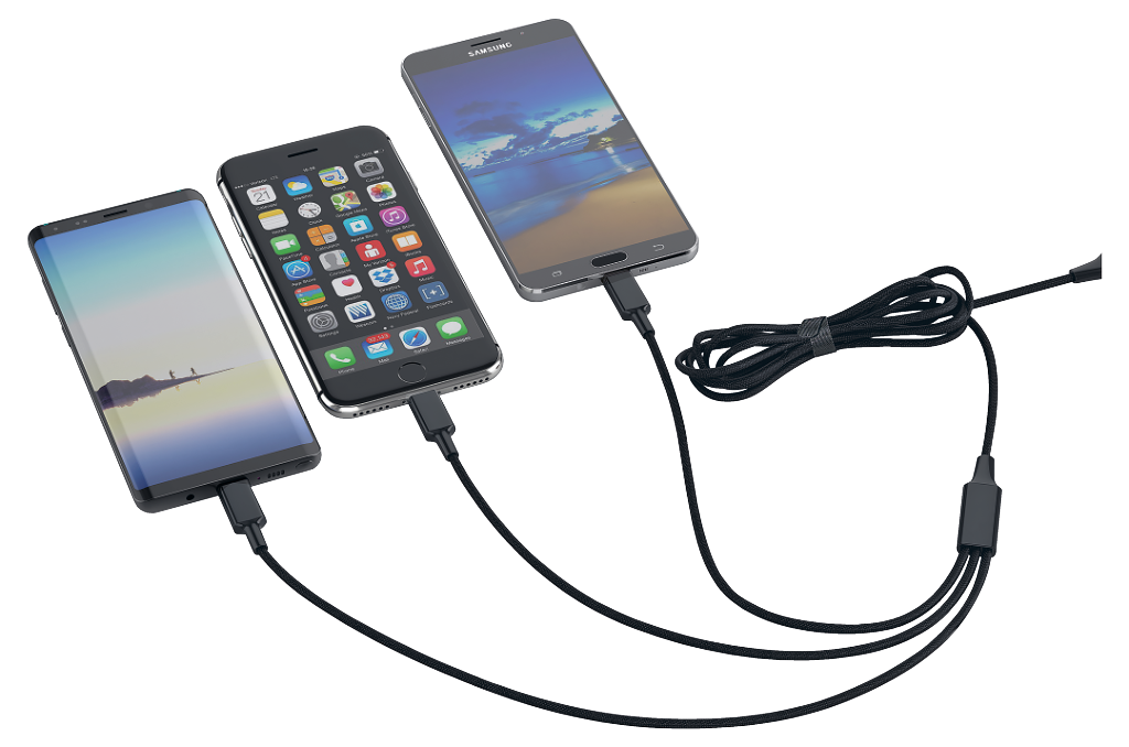 5in1 USB-Ladekabel mit USB-C/USB Kombistecker
