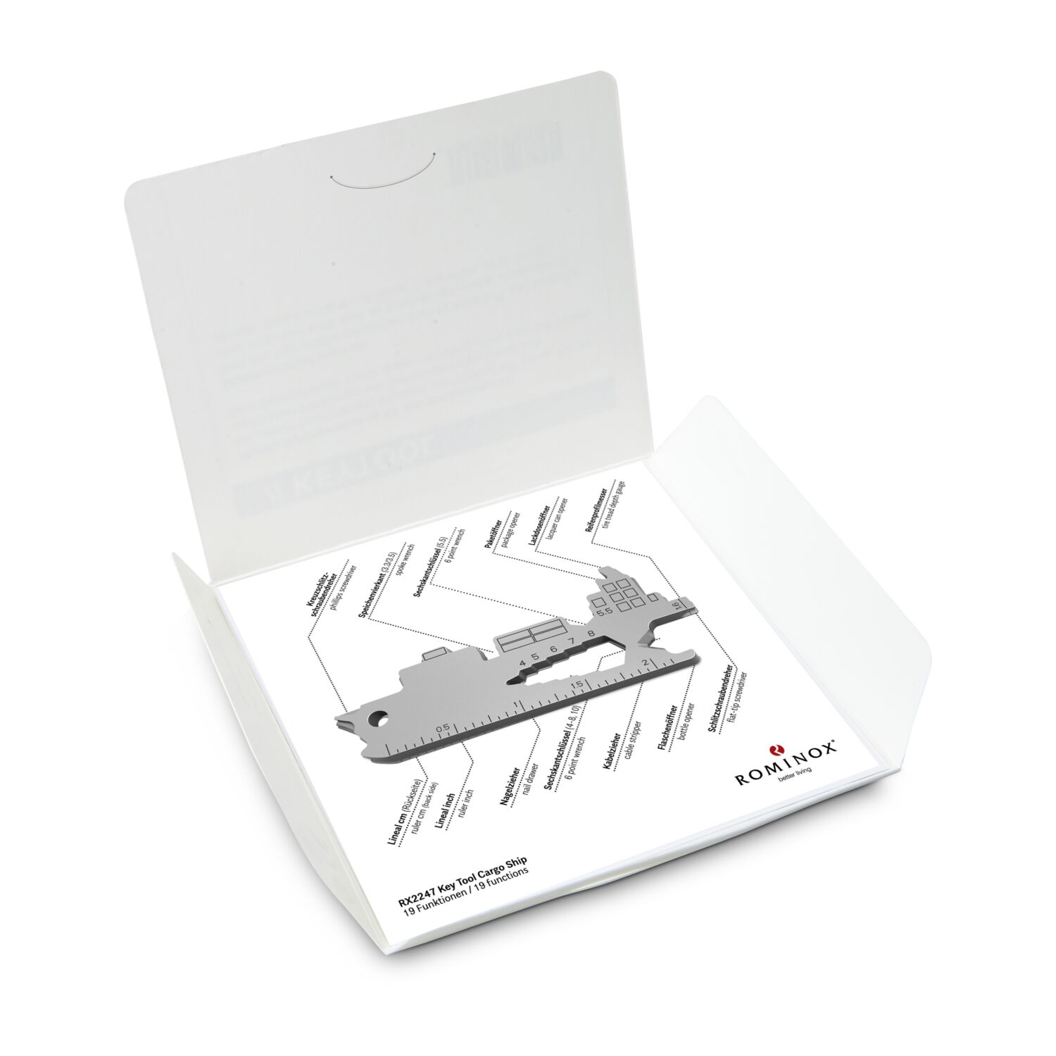 Das Key Tool kommt in einem „Werkzeug”-Mäppchen inkl. Funktionsbeschreibung. „An die Werkzeuge, fertig, los“!