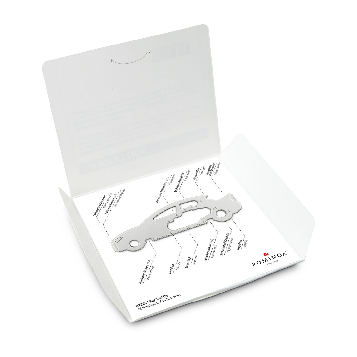 Key Tool in einem „Große Helden”-Mäppchen inkl. Funktionsbeschreibung. „An die Werkzeuge, fertig, los“!