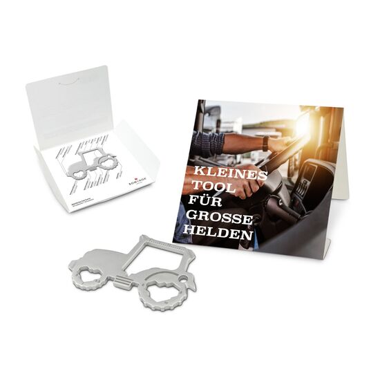 Key Tool in einem „Große Helden”-Mäppchen inkl. Funktionsbeschreibung. „An die Werkzeuge, fertig, los“!