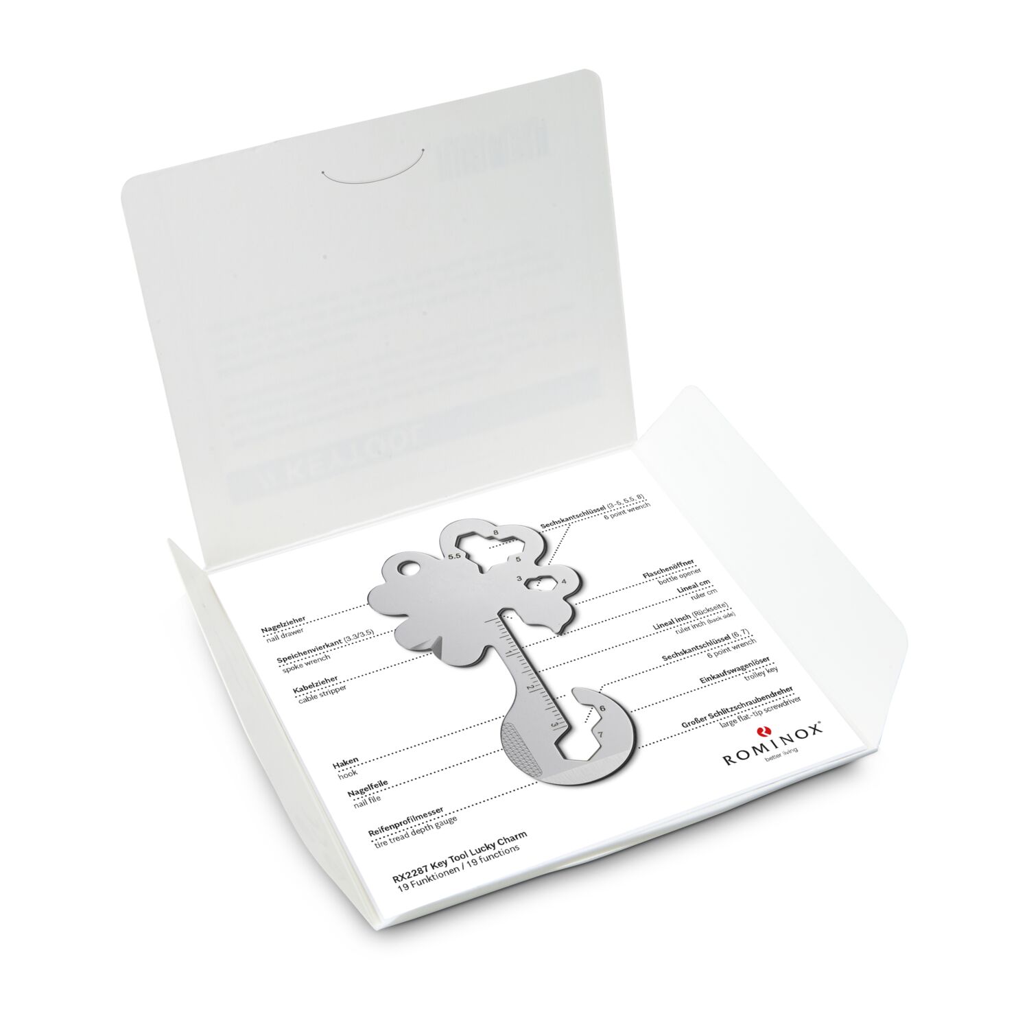 Key Tool in einem „Super Dad”-Mäppchen inkl. Funktionsbeschreibung. „An die Werkzeuge, fertig, los“!