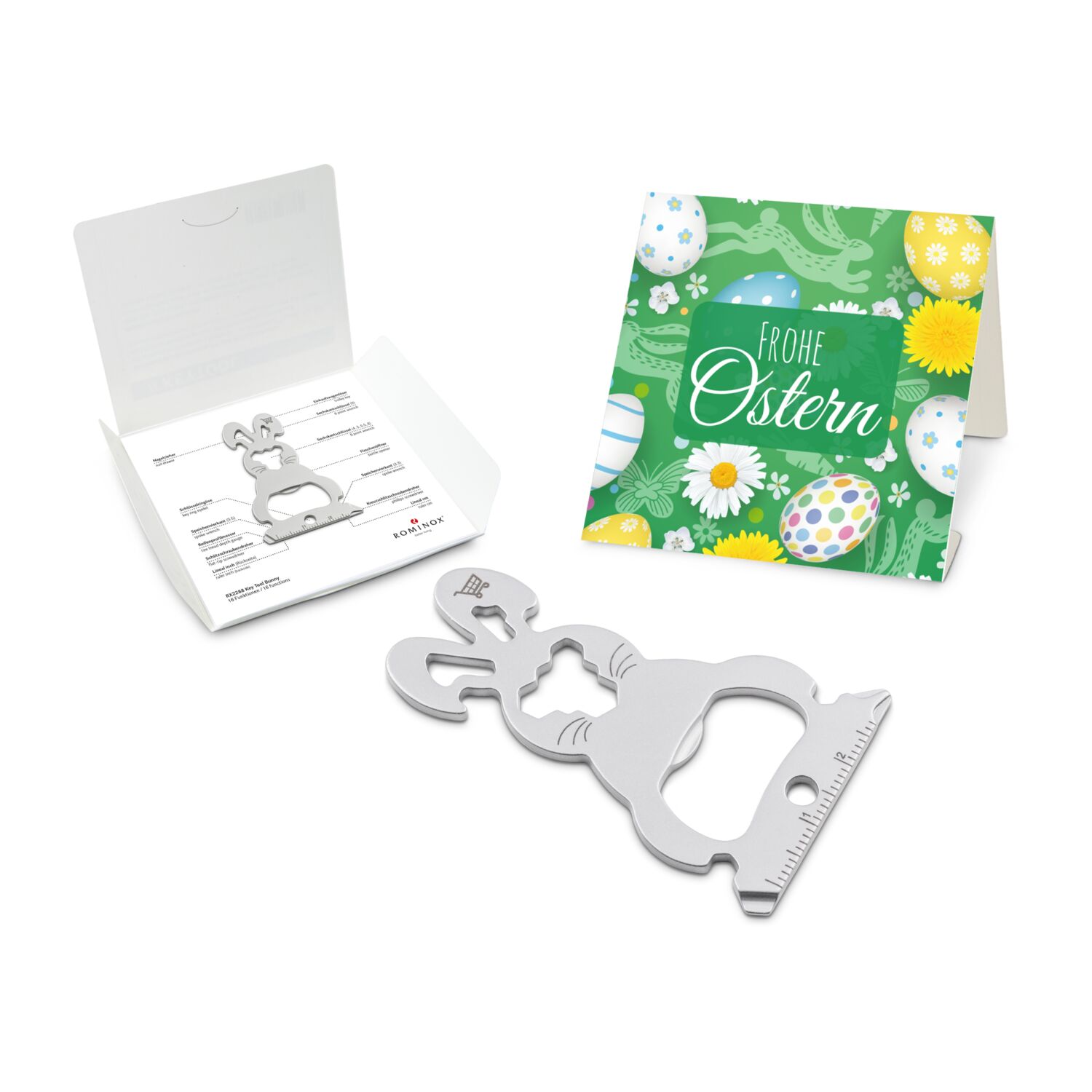 Key Tool in einem „Frohe Ostern”-Mäppchen inkl. Funktionsbeschreibung. „An die Werkzeuge, fertig, los“!