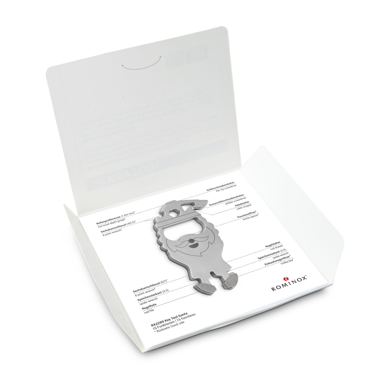 Key Tool in einem „Frohe Weihnachten”-Mäppchen inkl. Funktionsbeschreibung. „An die Werkzeuge, fertig, los“!