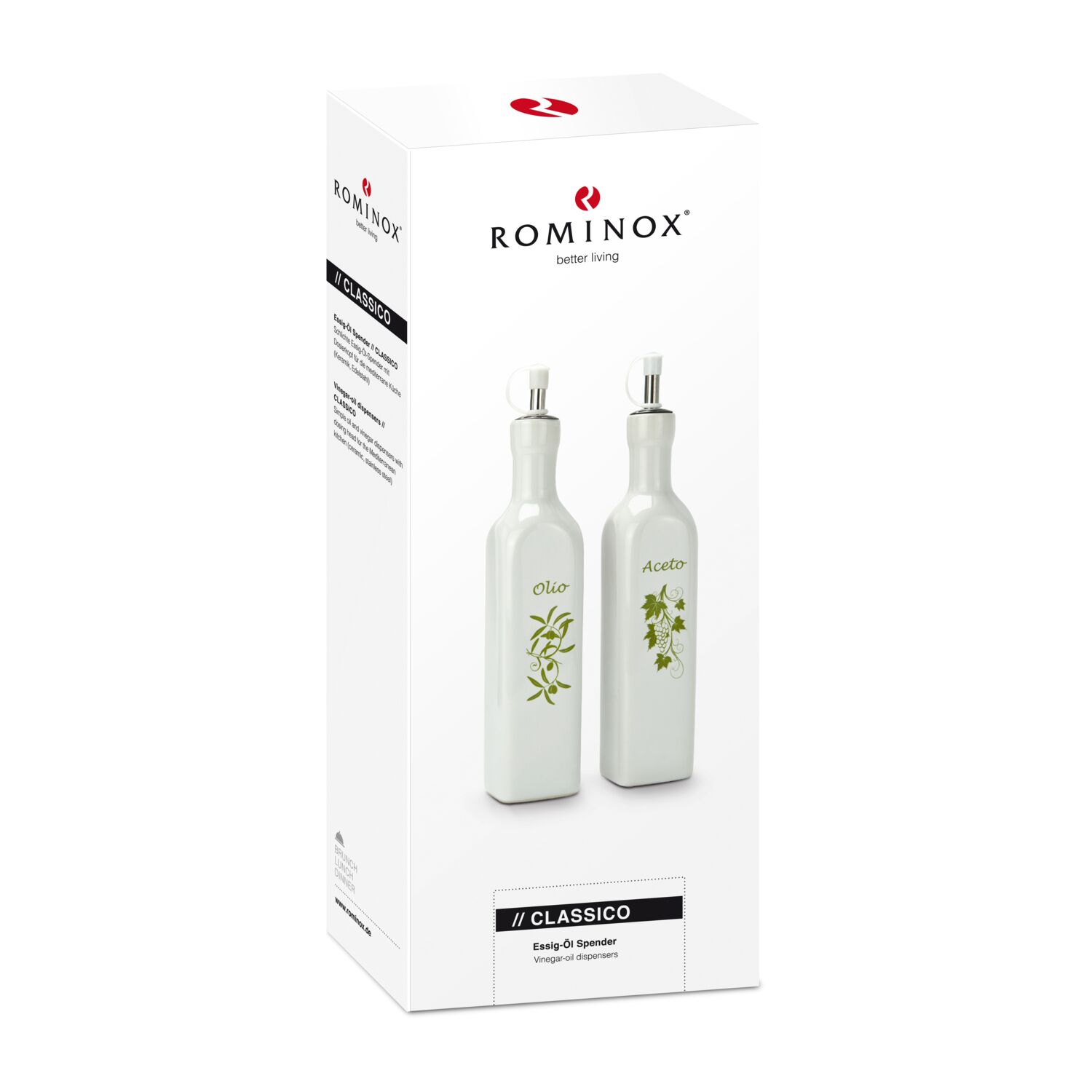 Schlichte Essig und Öl Spender (je 250 ml) mit Dosierkopf für die mediterrane Küche (Keramik, Edelstahl)