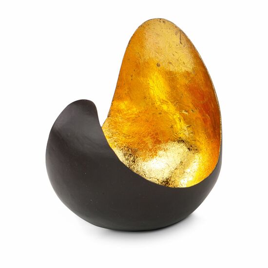 Dekorative Kerzenschale für beeindruckende, goldene Lichteffekte (Metall - seidenmatt braun lackiert mit Goldfolienauskleidung)
