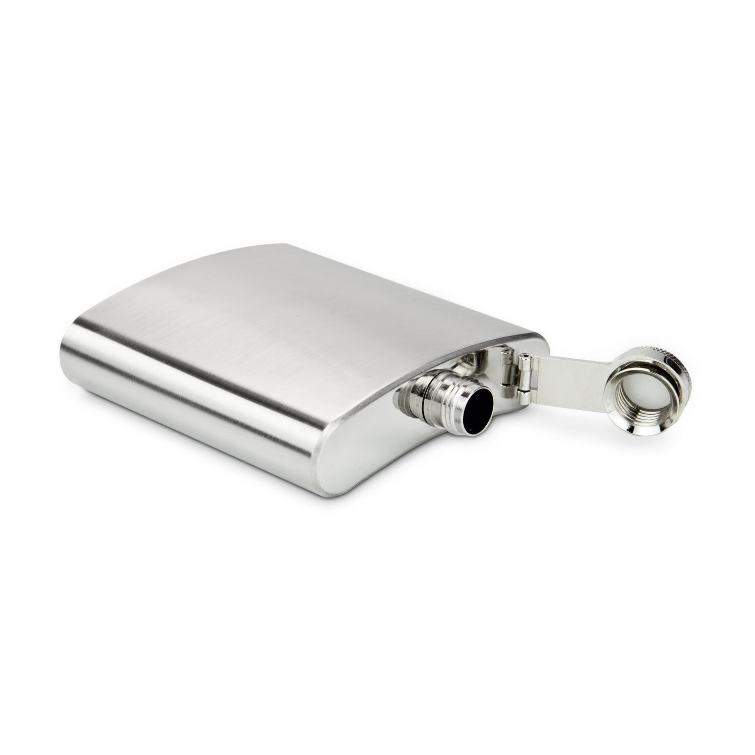 Edler Flachmann im Retro-Look, Schraubverschluss und Silkondichtung, 180 ml (Edelstahl - seidenmatt gebürstet)