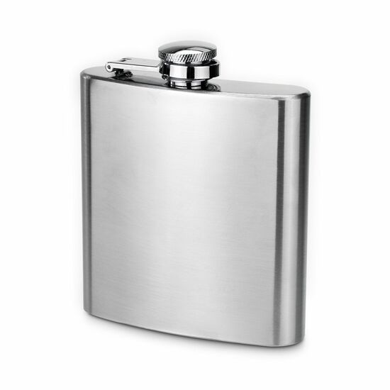 Edler Flachmann im Retro-Look, Schraubverschluss und Silkondichtung, 180 ml (Edelstahl - seidenmatt gebürstet)