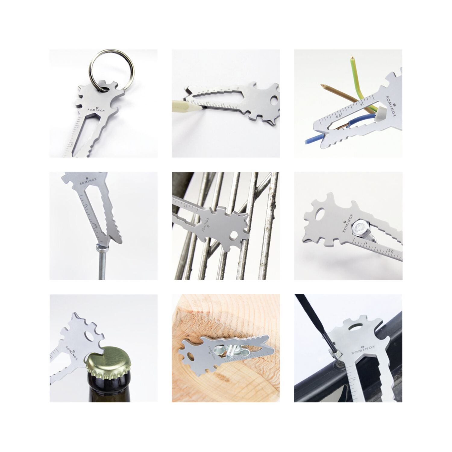 Multifunktionaler Schlüsselanhänger mit 22 Funktionen: Edelstahl Multitool inkl. Funktionsbeschreibung