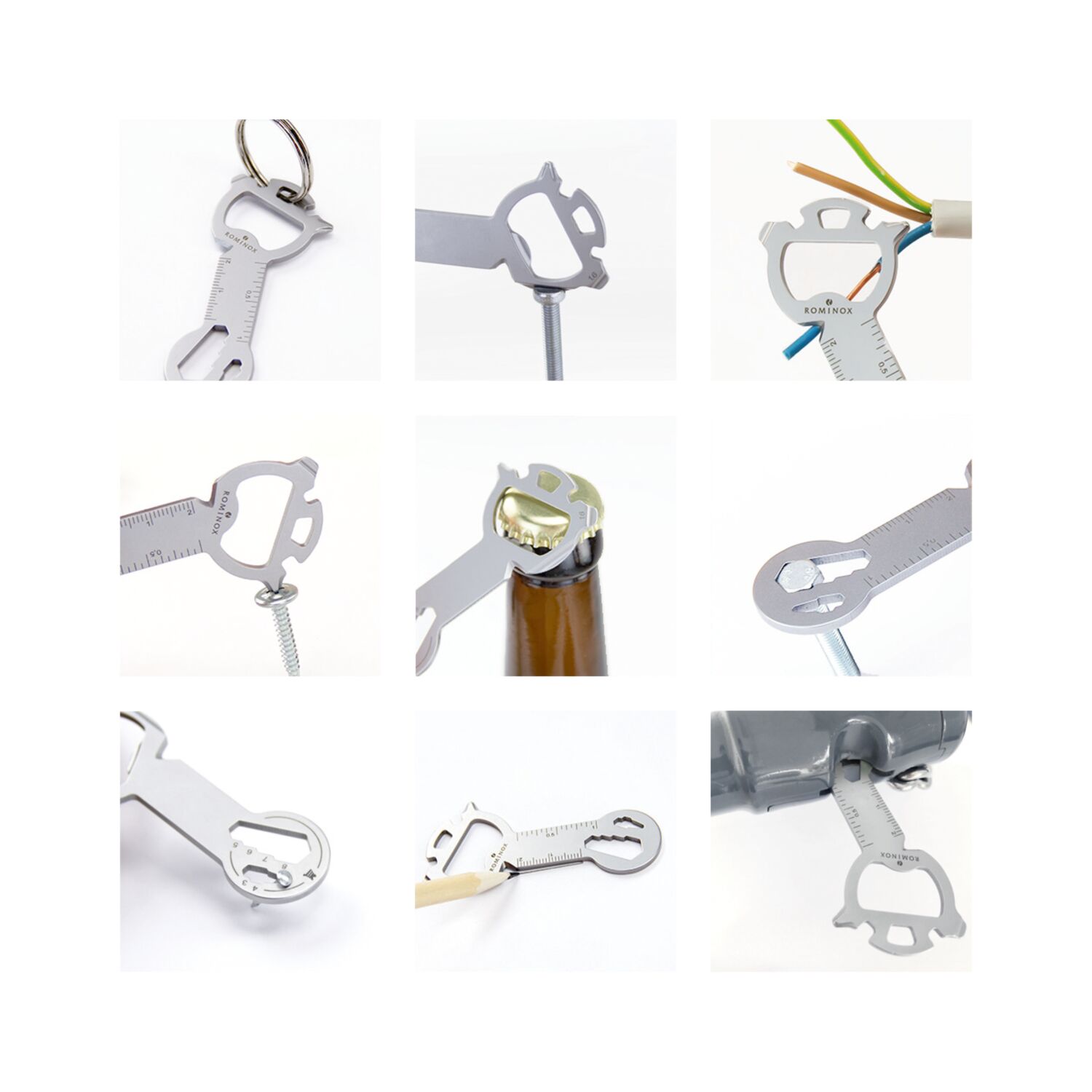 Multifunktionaler Schlüsselanhänger mit 19 Funktionen: Edelstahl Multitool inkl. Funktionsbeschreibung