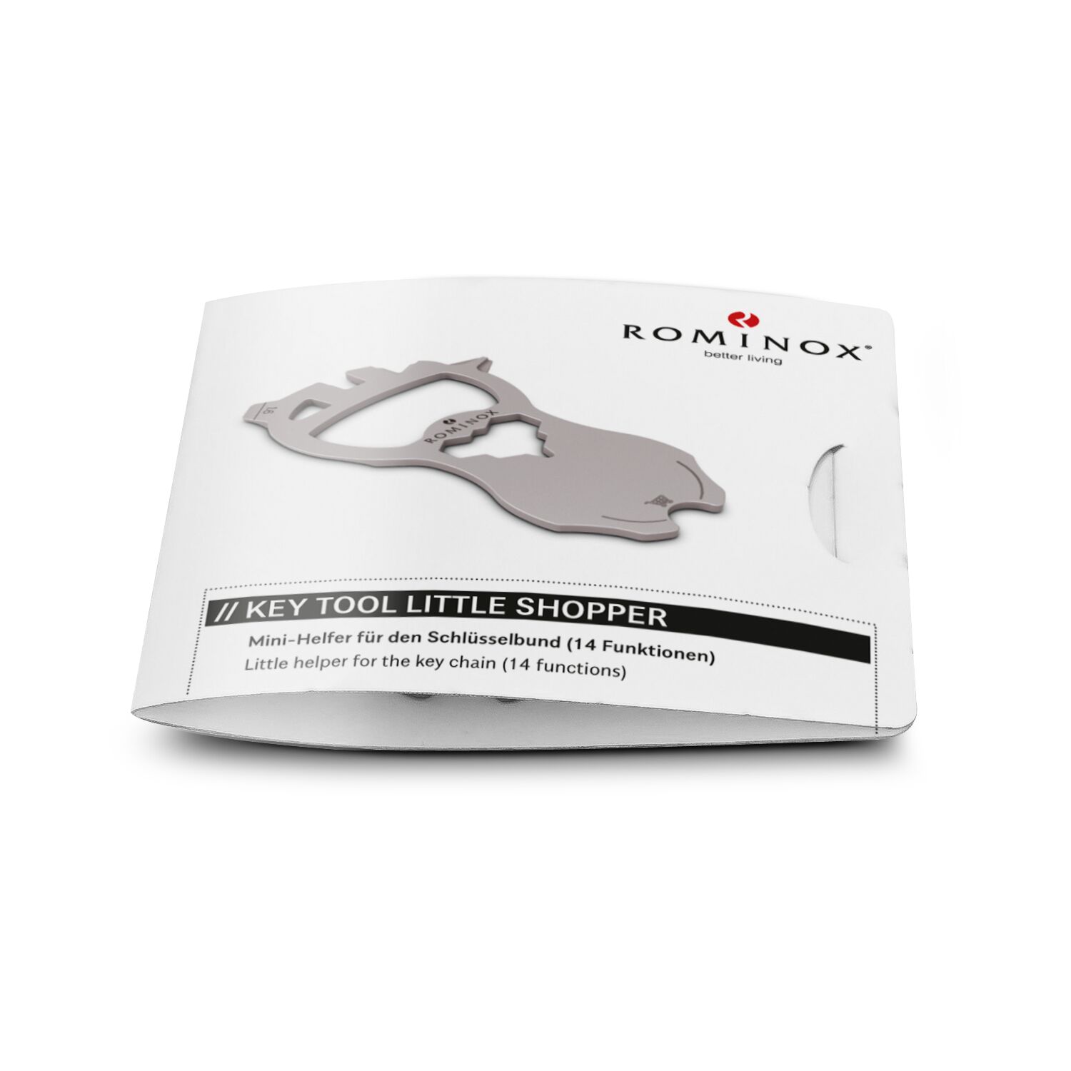 Multifunktionaler Schlüsselanhänger mit 14 Funktionen: Edelstahl Multitool inkl. Funktionsbeschreibung