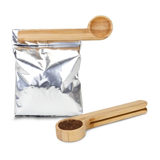 Bambus-Messlöffel mit 2 Funktionen: zum Abmessen von 1 Esslöffel (1 EL) Kaffee und als praktischer Verschluss für angebrochene Verpackungen